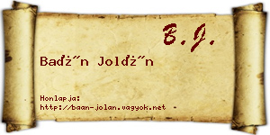 Baán Jolán névjegykártya