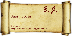 Baán Jolán névjegykártya