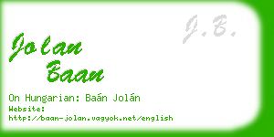 jolan baan business card